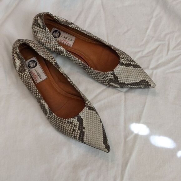 💯 Lanvin Python Pointy Toe Ballerina Flat Shoe. Size 38. - Picture 2 of 7